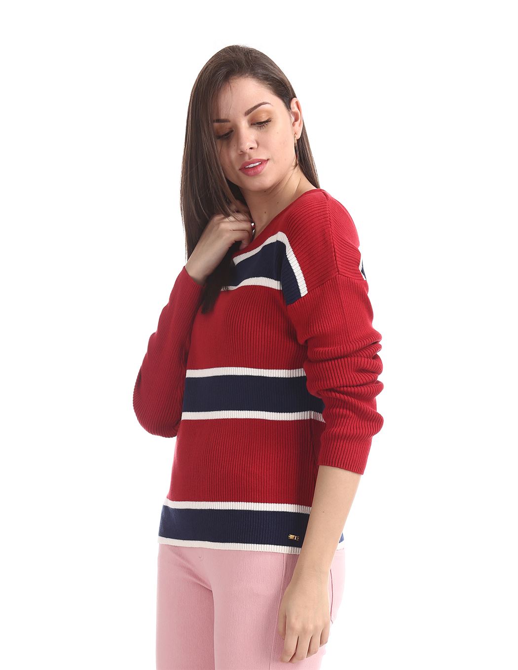 U.S. Polo Assn. Women Casual Wear Striped Sweater